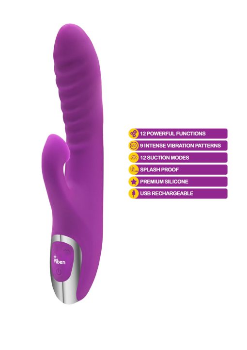 Viben Frenzy Rabbit Vibe W/ Clit Suction Berry - Image 3