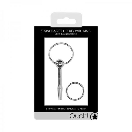 Ouch! Urethral Sounding Stainless Steel Plug With Ring - Image 2